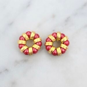 Ruby Red & Gold Beaded Kade – For Radha Rani, Laddu Gopal & Mata Rani 🌹✨