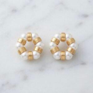 Classic White Pearl & Gold Spacers Kade – For Radha Rani, Laddu Gopal & Mata Rani ✨