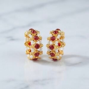 Deep Red Beaded Kade with Pearl Accents – For Radha Rani & Laddu Gopal ✨