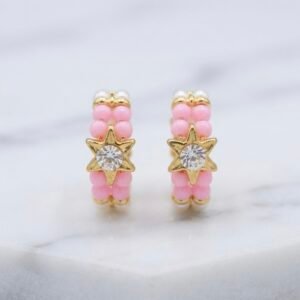 Pastel Pink Beaded Kade with Crystal Star – For Radha Rani, Laddu Gopal & Mata Rani 🌸⭐✨