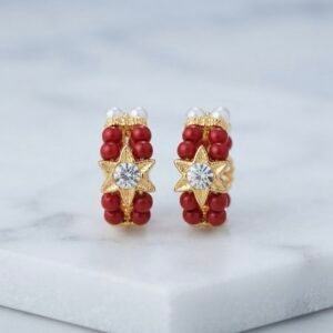Ruby Red Beaded Kade with Crystal Star – For Radha Rani, Laddu Gopal & Mata Rani 🔴⭐✨