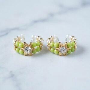 Light Green & Pearl Shimmer Kade with Star Charm – Elegant Divine Bangles for Shringar 💫