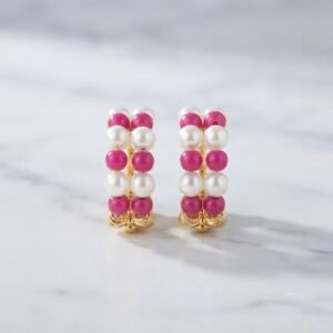 Dual-Tone Magenta & Pearl Beaded Kade – For Radha Rani & Laddu Gopal ✨