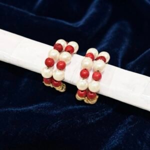 Dual-Row Red & White Beaded Kade – For Radha Rani, Laddu Gopal & Mata Rani 🔴🤍✨