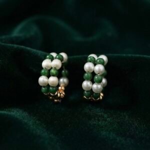 Double-Line Emerald & White Beaded Kade – Traditional Shringar for Deity Idols 💚👑