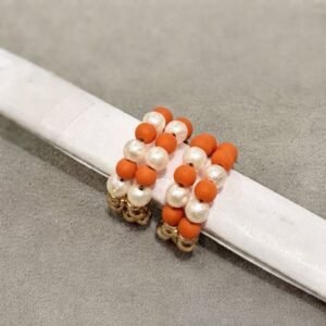 Two-Layer Orange & Pearl Shimmer Kade – Elegant Divine Bangles for Shringar 🧡💫