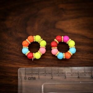 Multi-Shade Neon Beaded Kade with Golden Accents – For Radha Rani & Laddu Gopal ✨