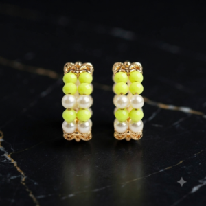 Neon Yellow & White Beaded Kade – For Radha Rani, Laddu Gopal & Mata Rani