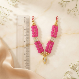 Vibrant Hot Pink Beads & Zircon Pendant V-Shape Haar for Laddu Gopal, Radha Rani & Mata Rani