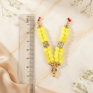 Radiant Golden Yellow Beads & Zircon Pendant V-Shape Haar for Laddu Gopal, Radha Rani & Mata Rani