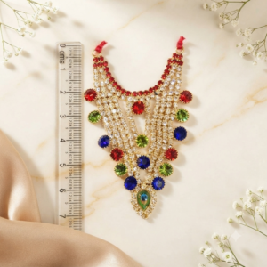 Multi-Color Crystal Stone & Peacock Motifs Heavy Multi-Strand Shringar Haar for Laddu Gopal, Radha Rani & Mata Rani