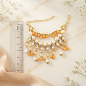 Golden Yellow Beads & Pearl Zircon Multi-Layer Jarkan Haar for Laddu Gopal, Radha Rani & Mata Rani