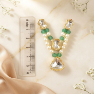 Emerald Green & Pearl Kundan Stone Deity Haar for Laddu Gopal, Radha Rani & Mata Rani (Drop Pendant)