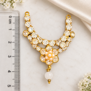 Peach Pearl Floral Centerpiece Clear Jarkan Deity Haar (Laddu Gopal / Deity Jewellery)