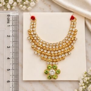 Grand Peridot-Green Floral Pendant Multi-Tier Jarkan Deity Haar (Laddu Gopal / Deity Jewellery)