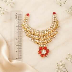 Vibrant Orange Floral Pendant Layered Jarkan Deity Haar (Laddu Gopal / Deity Jewellery)