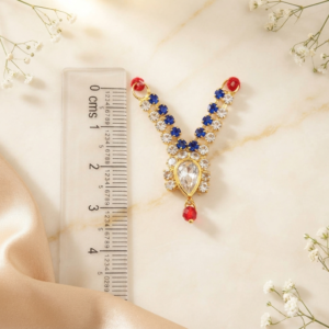 Royal Sapphire Blue & White Teardrop Jarkan V-Shape Deity Haar (Laddu Gopal / Deity Jewellery)