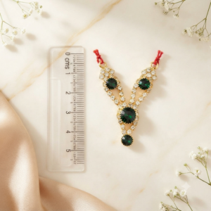 Royal Emerald Green Jarkan V-Shape Deity Haar (Laddu Gopal / Deity Jewellery)