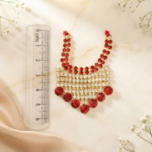 Royal Ruby-Red Mesh Grid Jarkan Deity Haar (Laddu Gopal / Deity Jewellery)