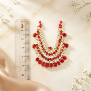 Royal Red & White Heavy Jarkan Crescent Deity Haar (Laddu Gopal / Deity Jewellery)