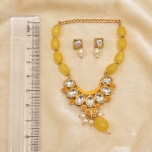 Golden-Yellow Beaded Deity Haar and Earring Set (Laddu Gopal / Deity Jewellery)