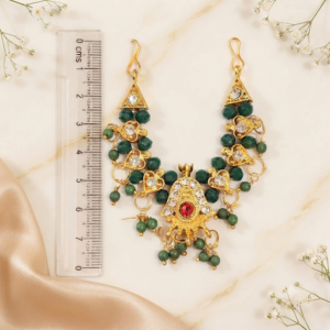 Royal Emerald Green Beaded Antique Gold Deity Haar (Laddu Gopal / Deity Jewellery)