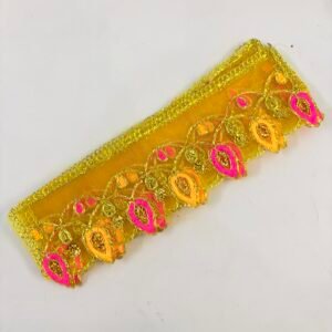 Mata Rani / Radha Rani Black Chunri with Golden Embroidery & Multicolour Border