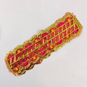 Mata Rani / Radha Rani Red Chunri with Golden Sequin Embroidery & Multicolour Tassel Work