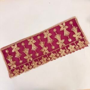 Mata Rani / Radha Rani Maroon Chunri with Golden Embroidered Floral Border