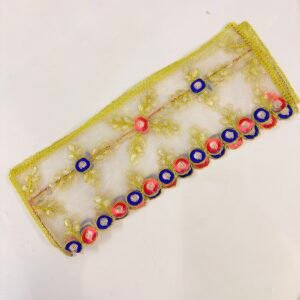 Mata Rani / Radha Rani White Net Chunri with Multicolour Gota Patti Border